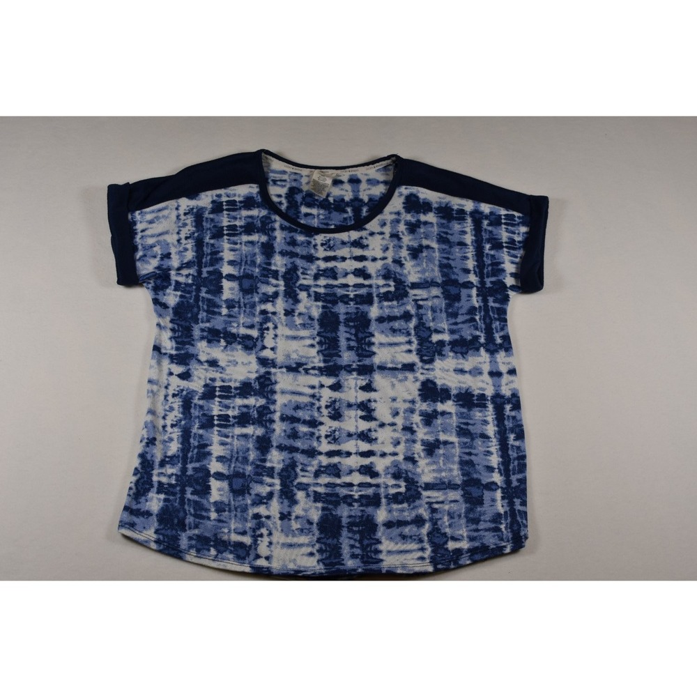 Lucky Brand Short Sleeve Top Womens XL Blue Crew Neck Stretch Contrast Trim